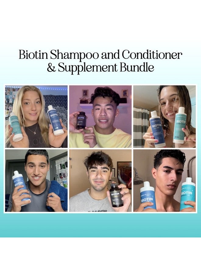 مايبل هوليستكس مجموعة علاج البيوتين لنمو الشعر - مجموعة شامبو وبلسم البيوتين خالية من الكبريتات بالإضافة إلى مكمل غذائي لتساقط الشعر للنساء والرجال مع الكولاجين والكيراتين من نبات المنشار بالميتو (إمدادات لمدة شهرين) - Image 1