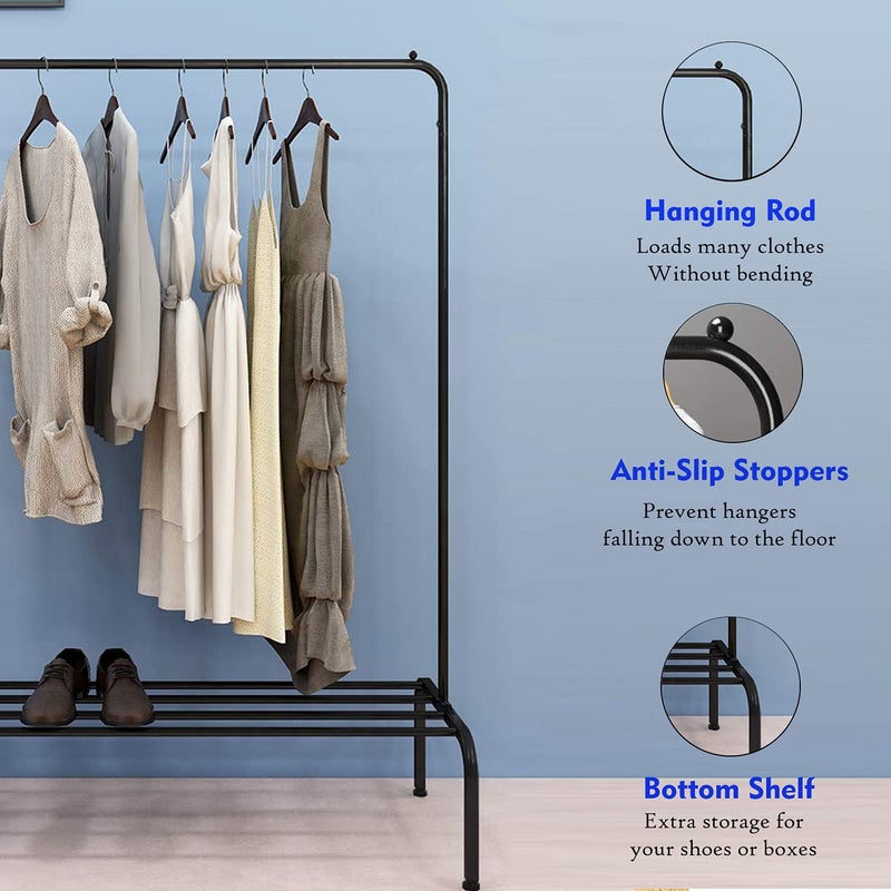 ADA® Heavy Duty Metal Clothes Stand | Multipurpose Cloth Hanging Garment Rack Coat Stand (Single Metal Rod Cloth Rail - Black) - Image 5