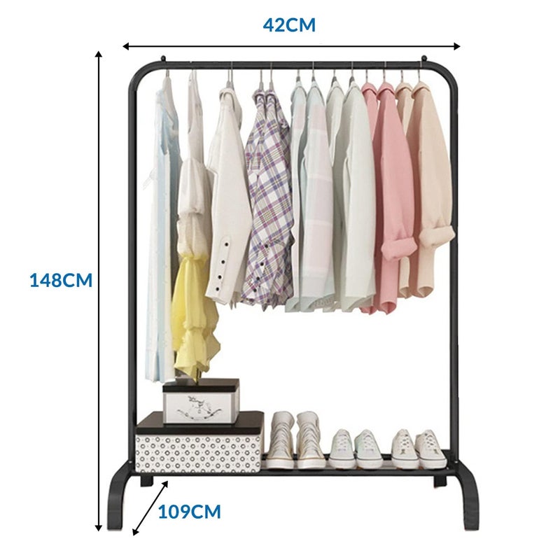 ADA® Heavy Duty Metal Clothes Stand | Multipurpose Cloth Hanging Garment Rack Coat Stand (Single Metal Rod Cloth Rail - Black) - Image 3