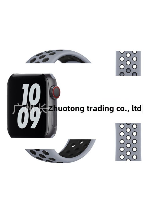 Generic - Apple Two-Tone Silicone Strap For Iwatch Nike Apple Watch Strap For Apple Watch Strap-Color:38/40/41/series10-42 Green Feather With Black 25# - Image 1