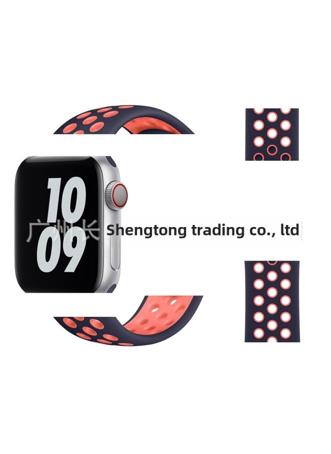 Generic - Apple Two-Tone Silicone Strap For Iwatch Nike Apple Watch Strap For Apple Watch Strap-Color:38/40/41/series10-42 Green Feather With Black 25# - Image 1
