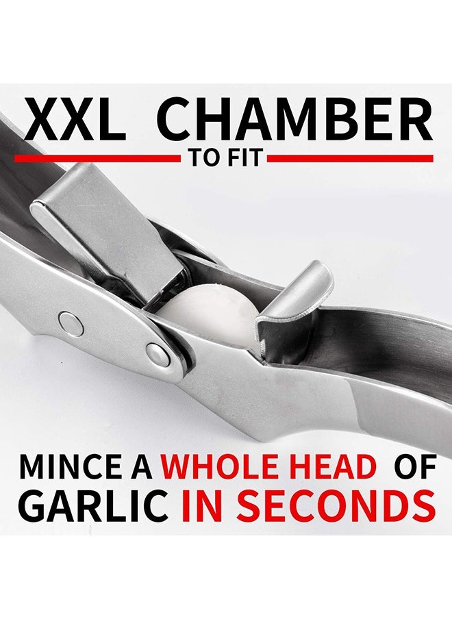 Arabest Garlic Press Stainless Steel, Premium Garlic Mincer Set with Silicone Roller Peeler&Cleaning Brush, Easy to Squeeze and Clean, Rust Proof&Dishwasher Safe, Professional Efficient Garlic/Ginger Crusher  - Image 4
