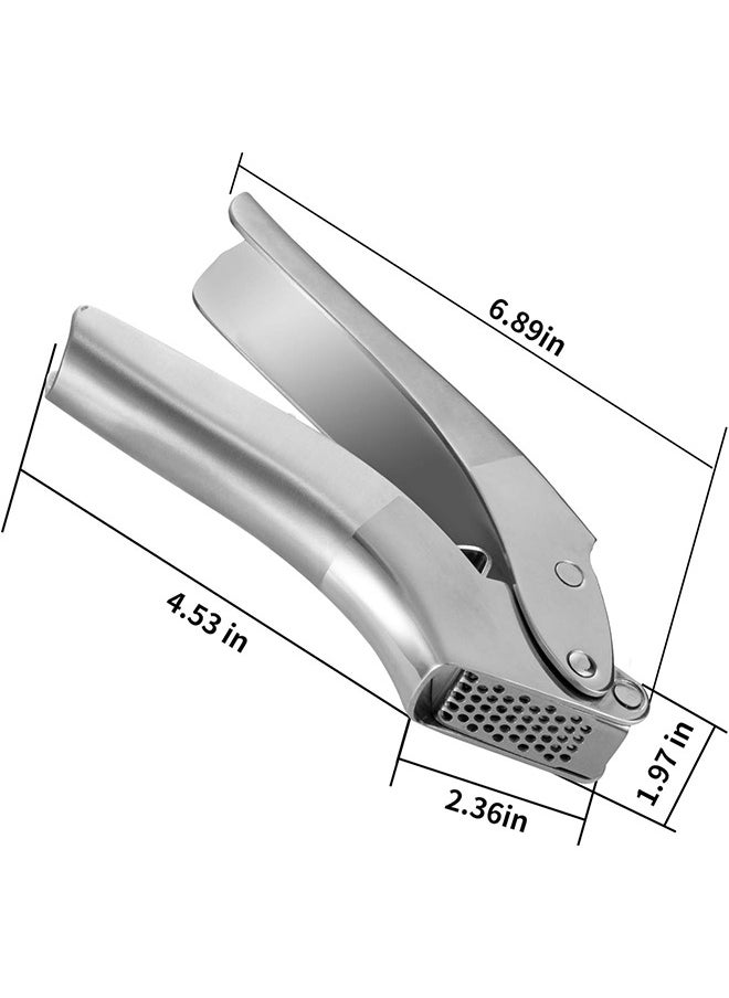 Arabest Garlic Press Stainless Steel, Premium Garlic Mincer Set with Silicone Roller Peeler&Cleaning Brush, Easy to Squeeze and Clean, Rust Proof&Dishwasher Safe, Professional Efficient Garlic/Ginger Crusher  - Image 2