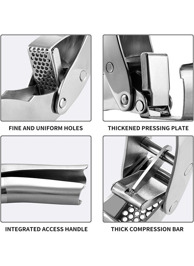 Arabest Garlic Press Stainless Steel, Premium Garlic Mincer Set with Silicone Roller Peeler&Cleaning Brush, Easy to Squeeze and Clean, Rust Proof&Dishwasher Safe, Professional Efficient Garlic/Ginger Crusher  - Image 3