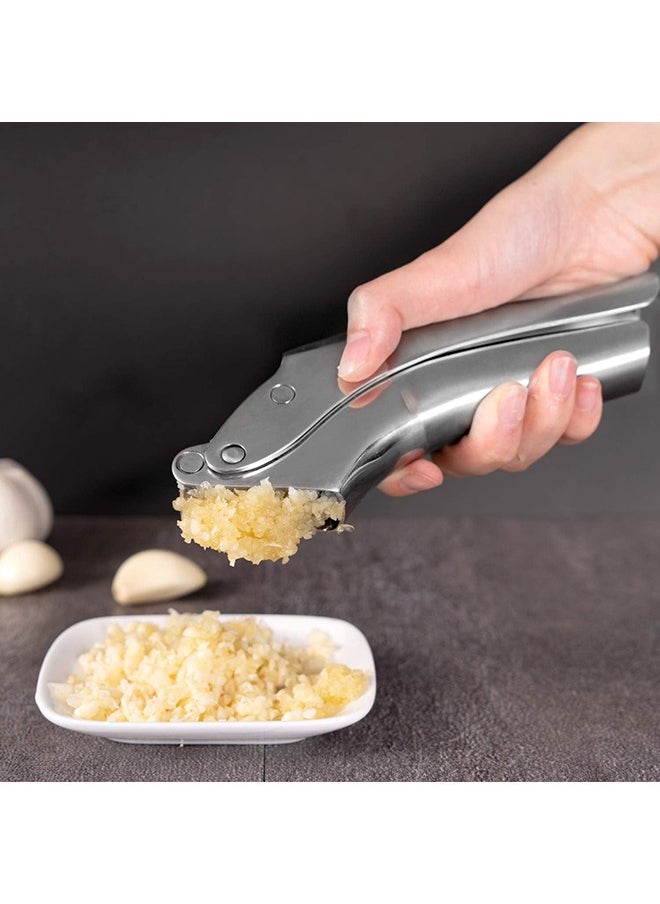 Arabest - Garlic Press Stainless Steel, Premium Garlic Mincer Set with Silicone Roller Peeler&Cleaning Brush, Easy to Squeeze and Clean, Rust Proof&Dishwasher Safe, Professional Efficient Garlic/Ginger Crusher - Image 1