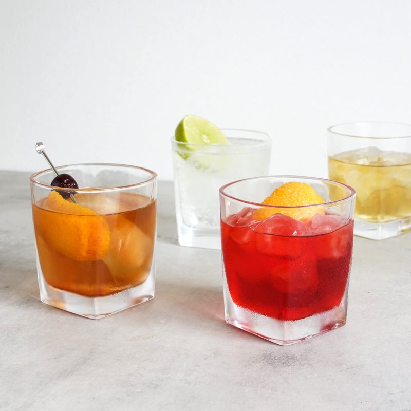 TRUE Square Rocks Glass, Old Fashioned Whiskey Glasses, Superb Drinking Cups for Cocktail Party, Home Bar, Bartender Accessories, Set of 4, 10 oz - Image 5