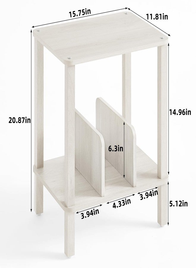 LELELINKY 2-Tier Record Player Stand with Vinyl Record Storage up to 100 Albums, Bedroom Record Holder and Multi-Functional End Table for Living Room, Grey White - Image 3