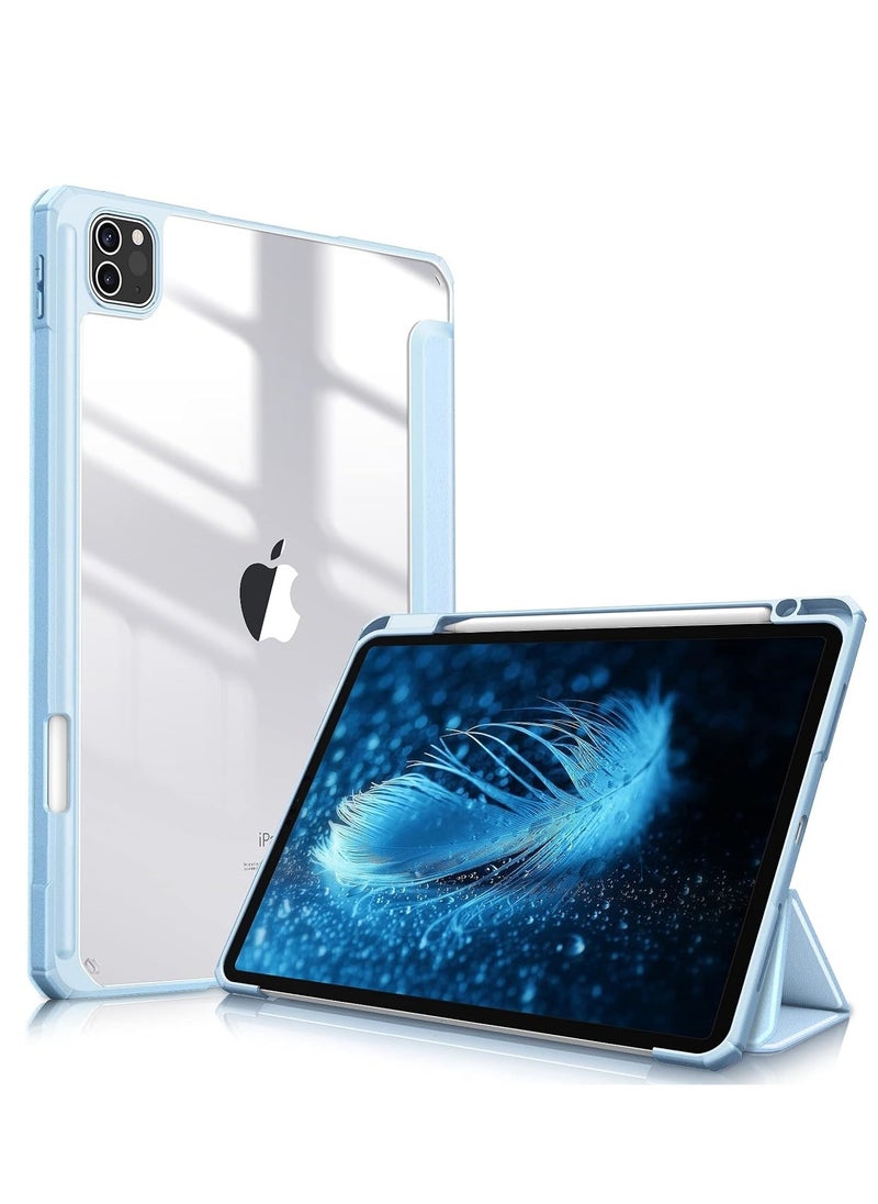 Folio - Hybrid Case Compatible with iPad Pro 11 Inch (2022/2021/2020/2018, 4th/3rd/2nd/1st Generation) - Ultra Slim Shockproof Clear Cover w/Pencil Holder, Auto Wake/Sleep, Sky Blue - Image 1