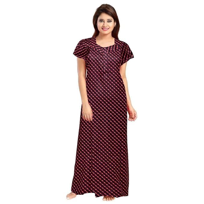 Vlazom Women's Cotton Nightgown – Pack of 4 Printed Maxi Nighties | Ankle Length Night Dress | Free Size Sleepwear (Option-15, Free Size) - Image 4