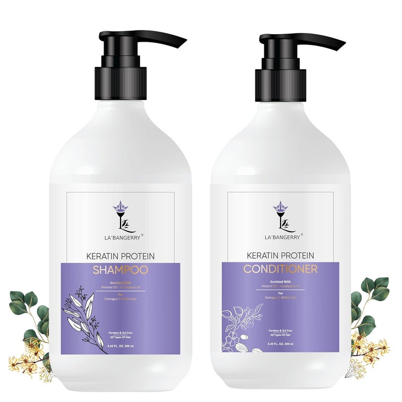 LA'BANGERRY LABANGERRY Keratin Smooth Shampoo Keratin Smooth Conditioner Strong Smooth Shine For Man Woman Pack Of 2250ml - Image 1