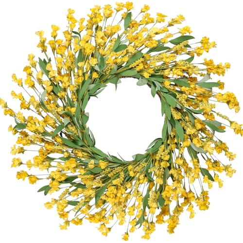 Artgar Front Door Wreath 26 Inch SpringSummer Wreaths for Front Door Front Door Wreaths for All Seasons for Indoor Outdoor Home Office Wall Window Wedding Farmhouse Decor Yellow - Image 1