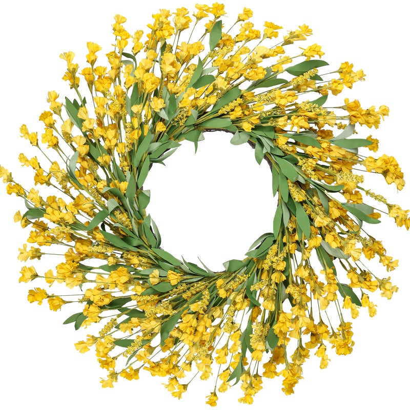 Artgar Front Door Wreath 26 Inch SpringSummer Wreaths for Front Door Front Door Wreaths for All Seasons for Indoor Outdoor Home Office Wall Window Wedding Farmhouse Decor Yellow - Image 2