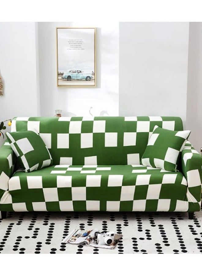 yongsheng Printed 3-Seater Sofa Slipcover Green/White 185-230cm, Modern Printed Couch Slipcovers Large Size Stretch Sofa Protector Fashion Washable Furniture Covers for Living Room（Only sofa cover, not including pillow cover）  - Image 4