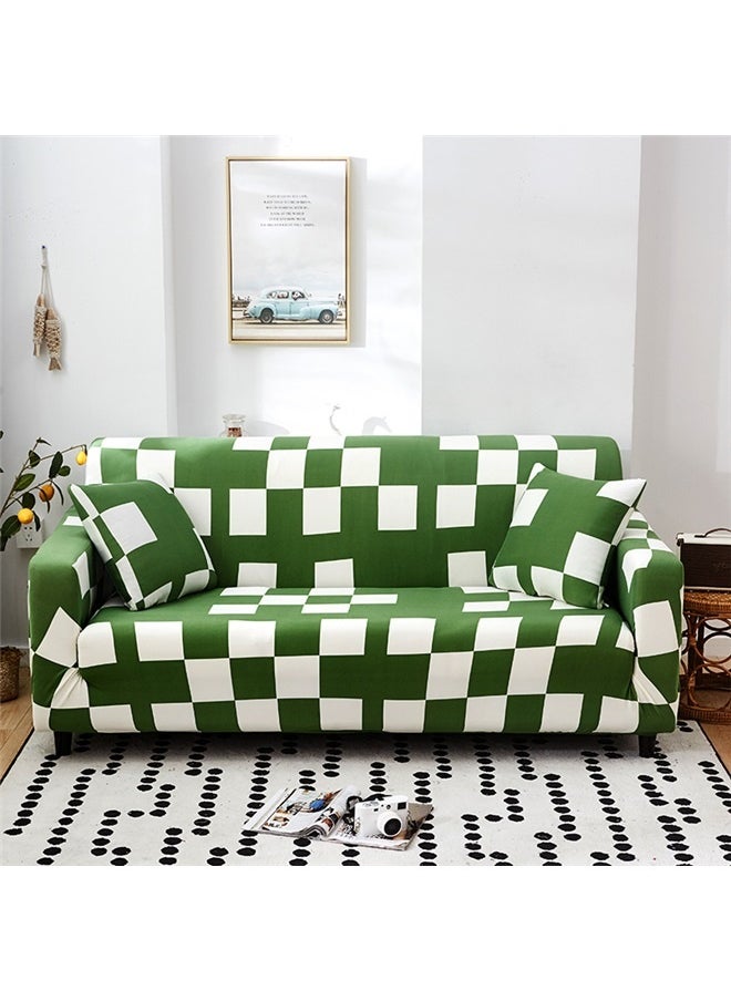 yongsheng Printed 3-Seater Sofa Slipcover Green/White 185-230cm, Modern Printed Couch Slipcovers Large Size Stretch Sofa Protector Fashion Washable Furniture Covers for Living Room（Only sofa cover, not including pillow cover）  - Image 2