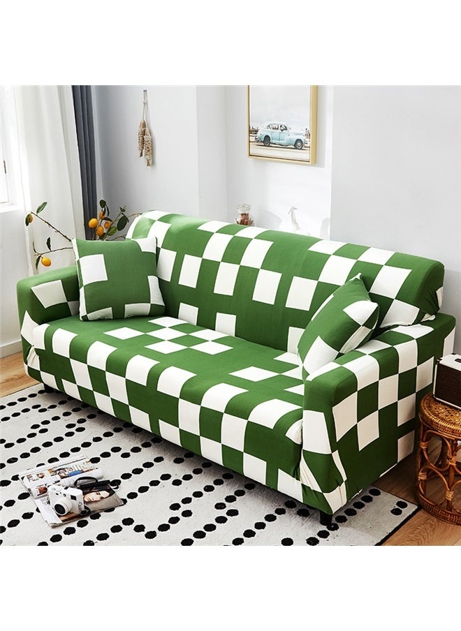 yongsheng Printed 3-Seater Sofa Slipcover Green/White 185-230cm, Modern Printed Couch Slipcovers Large Size Stretch Sofa Protector Fashion Washable Furniture Covers for Living Room（Only sofa cover, not including pillow cover）  - Image 3
