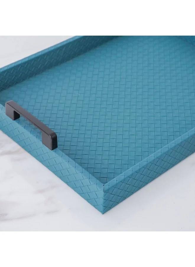 DANUBE HOME Serengeti Tray Decorative Serving Tray for Coffee Tea and Food Perfect for Bar Living Room Dining Table Blue 40.5X30.5X7Cm