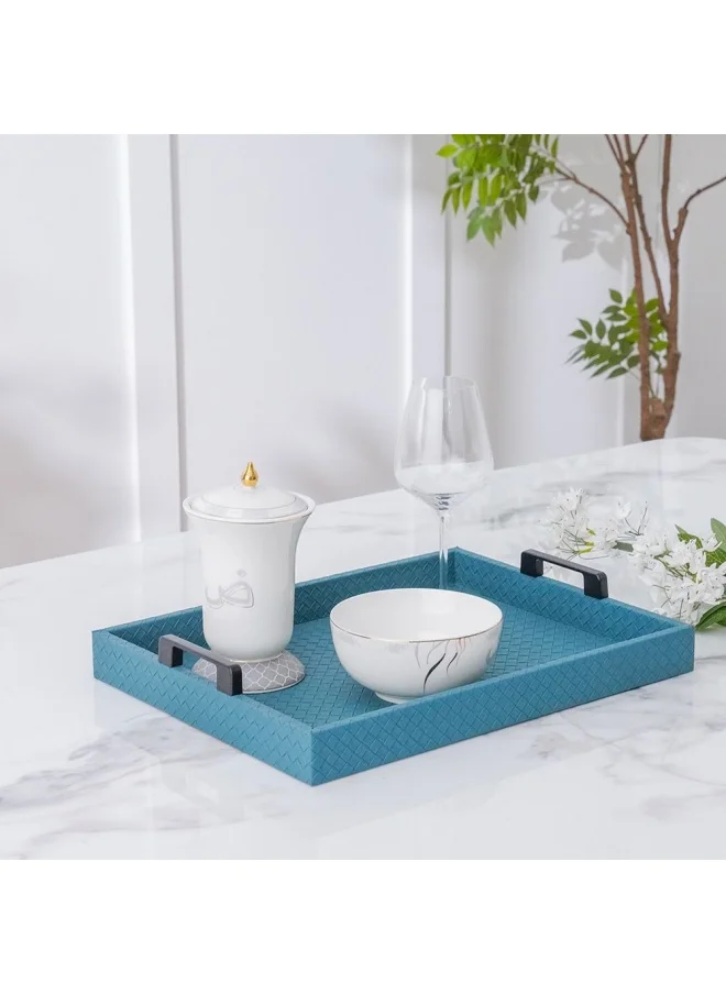 دانوب هوم Serengeti Tray Decorative Serving Tray for Coffee Tea and Food Perfect for Bar Living Room Dining Table Blue 40.5X30.5X7Cm