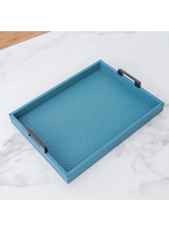 دانوب هوم Serengeti Tray Decorative Serving Tray for Coffee Tea and Food Perfect for Bar Living Room Dining Table Blue 40.5X30.5X7Cm