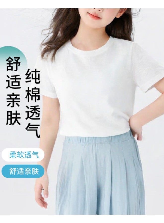 Goso Summer Skin-Friendly Pure Cotton Student Girls T-Shirt Solid Color Versatile Women'S Top Round Neck Short Sleeve T-Shirt For Women - Image 1