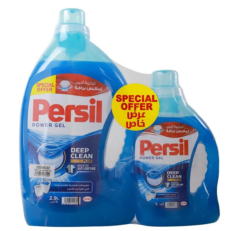 Persil Power Gel Liquid Detergent Deep Clean Plus With Boosted Anti Greying Formula, Blue- 2.9Ltr+1Ltr - Image 1