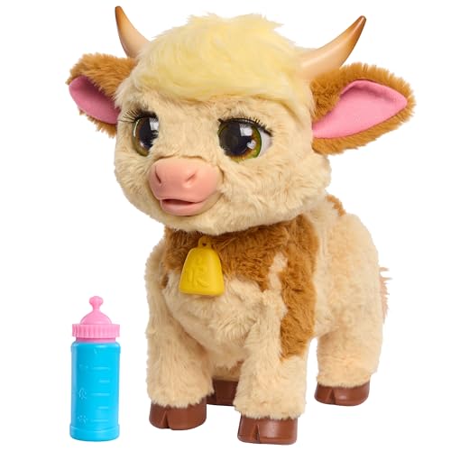 Just Play FurReal Maggie The Feed & Follow Cow, 11 Inch Interactive Highland Mini Cow, for Boys and Girls, Ages 4 and up - Image 1