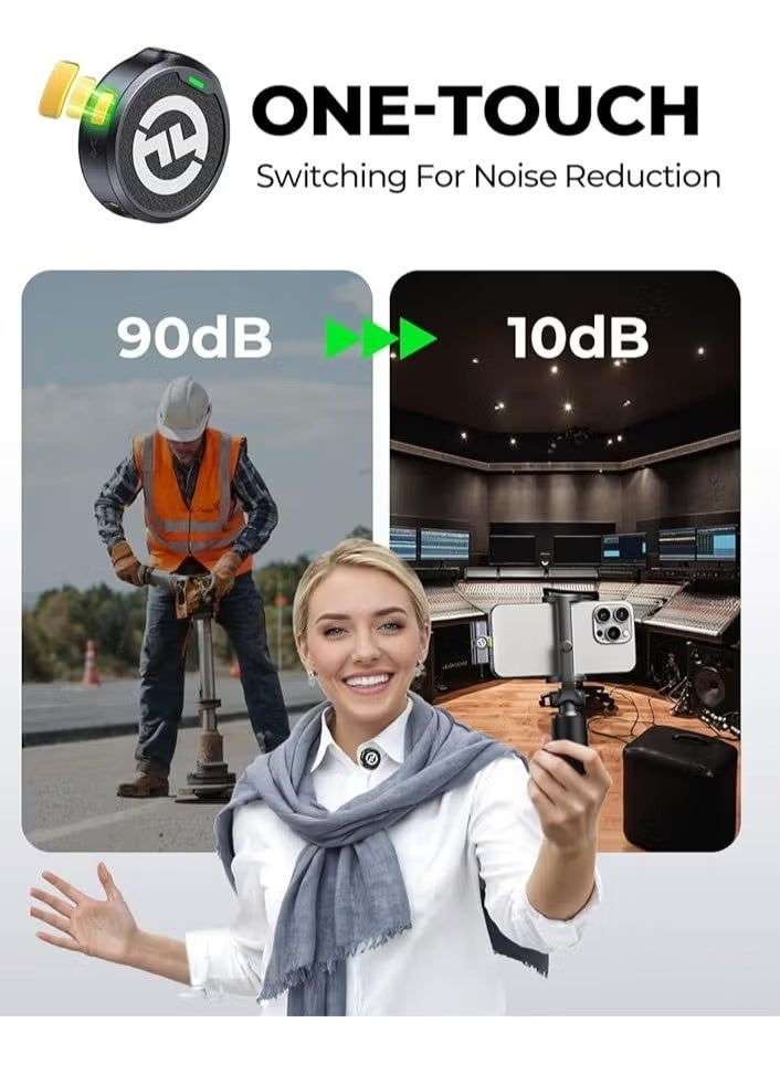 ميكروفون لاسلكي M2 48KHz 24Bit صوت هاي-فاي، بث مستقر لمسافة 1000 قدم، تقليل الضوضاء، بطارية تدوم 40 ساعة، ميكروفون صغير يُعلق على الهواتف الذكية والكاميرات للتدوين والبث والتسجيل وصناعة المحتوى - Image 4