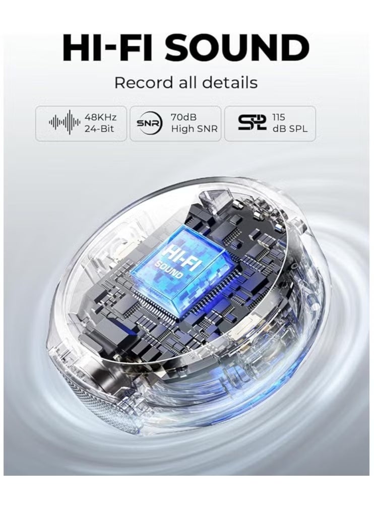 ميكروفون لاسلكي M2 48KHz 24Bit صوت هاي-فاي، بث مستقر لمسافة 1000 قدم، تقليل الضوضاء، بطارية تدوم 40 ساعة، ميكروفون صغير يُعلق على الهواتف الذكية والكاميرات للتدوين والبث والتسجيل وصناعة المحتوى - Image 5