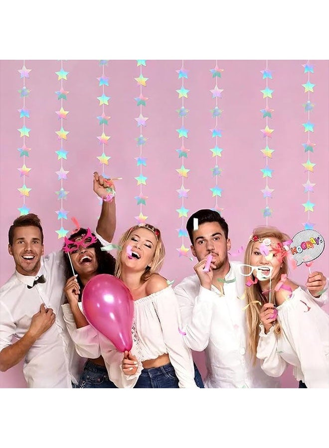 Happy D Set of 4 star garlands, rainbow star garland banner, 52-foot sparkling little star party decorations, each 4 inches x 13 feet, festive party hanging decorations, birthday decorations, graduation decorations - Image 3
