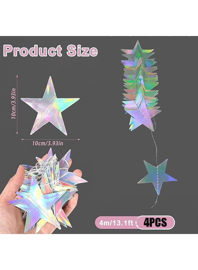 Happy D Set of 4 star garlands, rainbow star garland banner, 52-foot sparkling little star party decorations, each 4 inches x 13 feet, festive party hanging decorations, birthday decorations, graduation decorations - Image 5