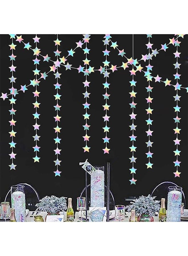Happy D Set of 4 star garlands, rainbow star garland banner, 52-foot sparkling little star party decorations, each 4 inches x 13 feet, festive party hanging decorations, birthday decorations, graduation decorations - Image 2
