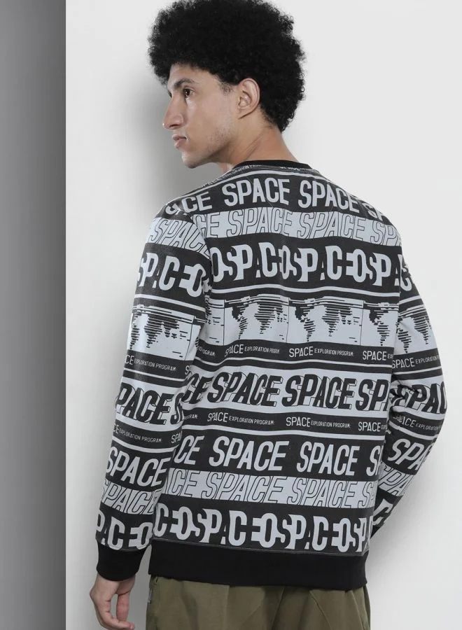 The Indian Garage Co  The Indian Garage Co Men Regular Fit Typographic Crew Neck Full Sleeves Sweatshirt  | Best Price UAE
