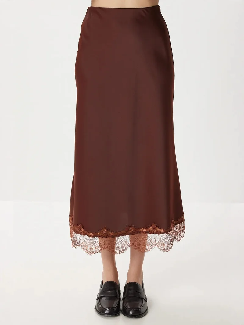 السعادة في إسطنبول ISTANBUL Pull-On Satin Long Skirt