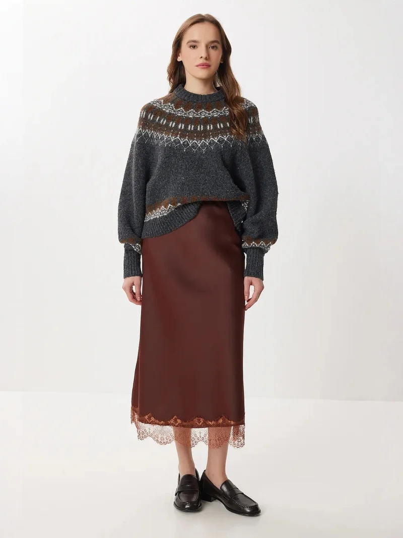 السعادة في إسطنبول ISTANBUL Pull-On Satin Long Skirt