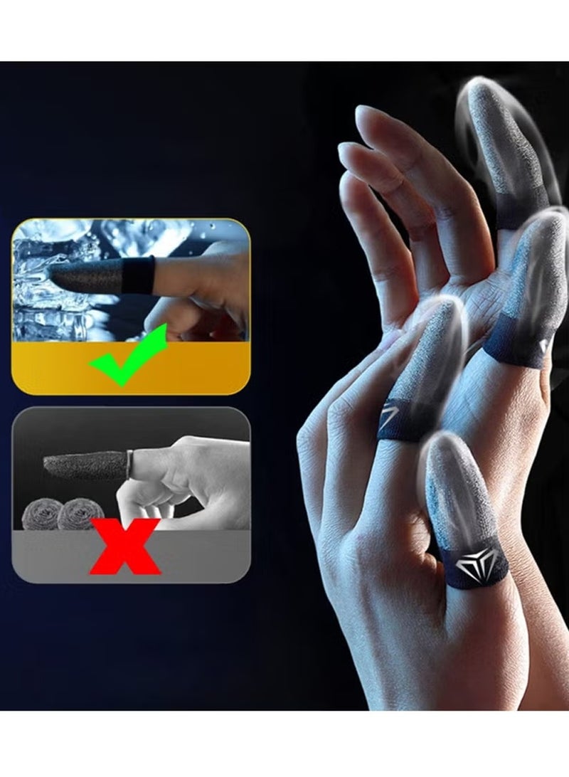 إكس ليفيل ٤ قطع من قفازات أصابع الألعاب، مرفقة بصندوق تخزين معدني، ألياف فضية ٠.٢٩ مم، مقاومة للتعرق، قابلة للتهوية، مناسبة للهواتف والأجهزة اللوحية. (فضي/أسود) - Image 5