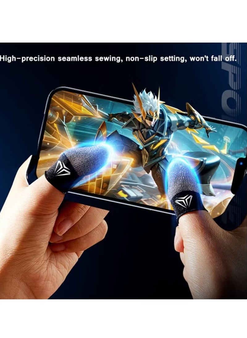 إكس ليفيل ٤ قطع من قفازات أصابع الألعاب، مرفقة بصندوق تخزين معدني، ألياف فضية ٠.٢٩ مم، مقاومة للتعرق، قابلة للتهوية، مناسبة للهواتف والأجهزة اللوحية. (فضي/أسود) - Image 4