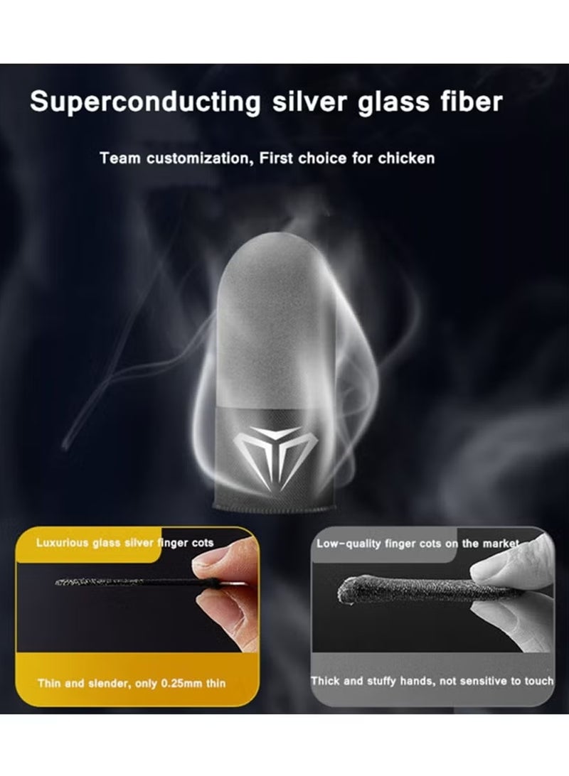 إكس ليفيل ٤ قطع من قفازات أصابع الألعاب، مرفقة بصندوق تخزين معدني، ألياف فضية ٠.٢٩ مم، مقاومة للتعرق، قابلة للتهوية، مناسبة للهواتف والأجهزة اللوحية. (فضي/أسود) - Image 2