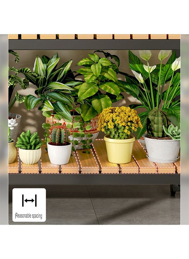 NKX 3 Tier Bamboo Flower Stand White Wood Multi Layer Plant Rack for Indoor Outdoor Use Garden Living Room Office or Veranda  - Image 3