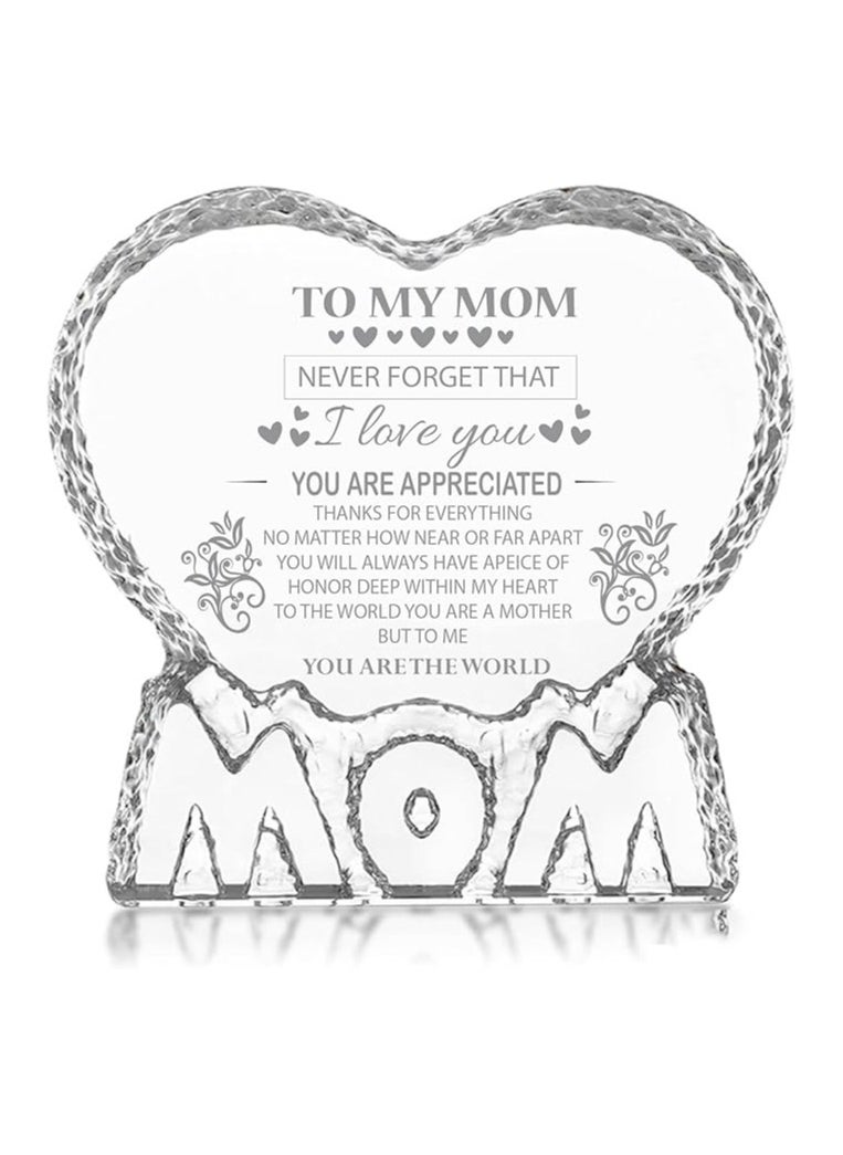 PRINTSHOP4ME - Mother’s Day Heart Shape Crystal Gift-Gift From Daughter,Son And Husband To Mom-Birthday Gift For Mom Or Grandmother-Mom Engraved Crystal - Image 1