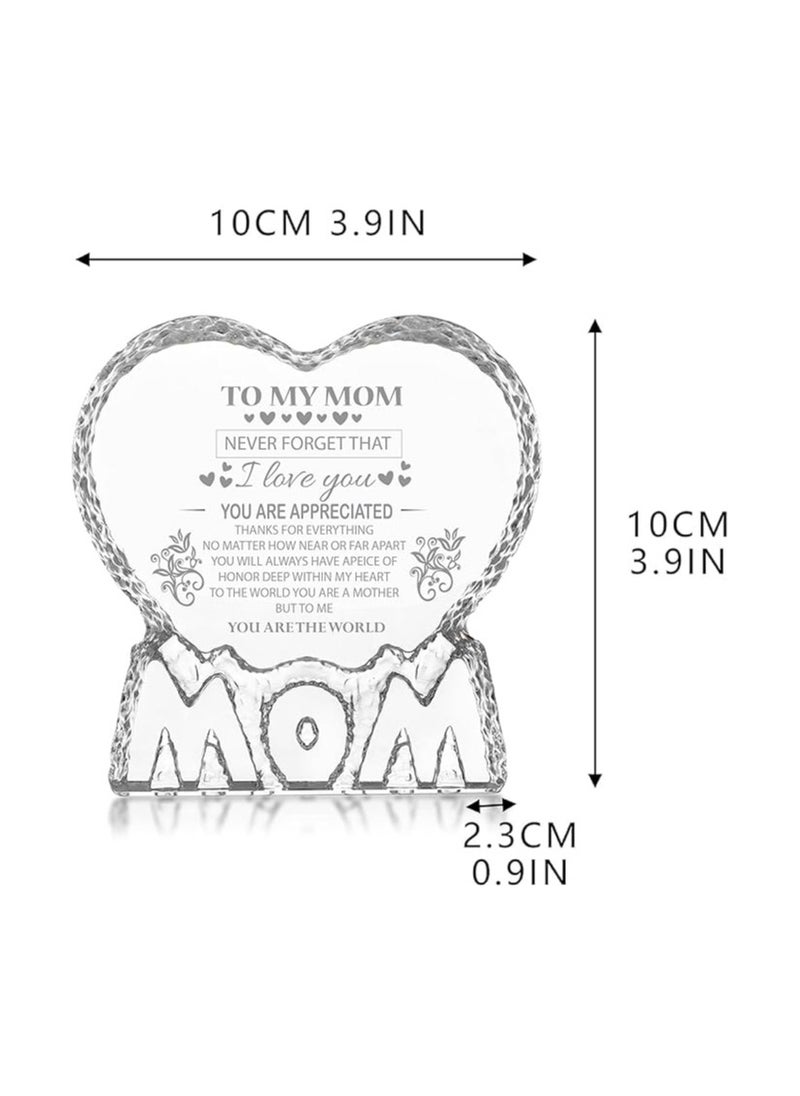 PRINTSHOP4ME - Mother’s Day Heart Shape Crystal Gift-Gift From Daughter,Son And Husband To Mom-Birthday Gift For Mom Or Grandmother-Mom Engraved Crystal - Image 1