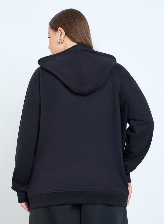 Styli Plus Size Oversized Longline Zip-Up Hoodie - Image 5