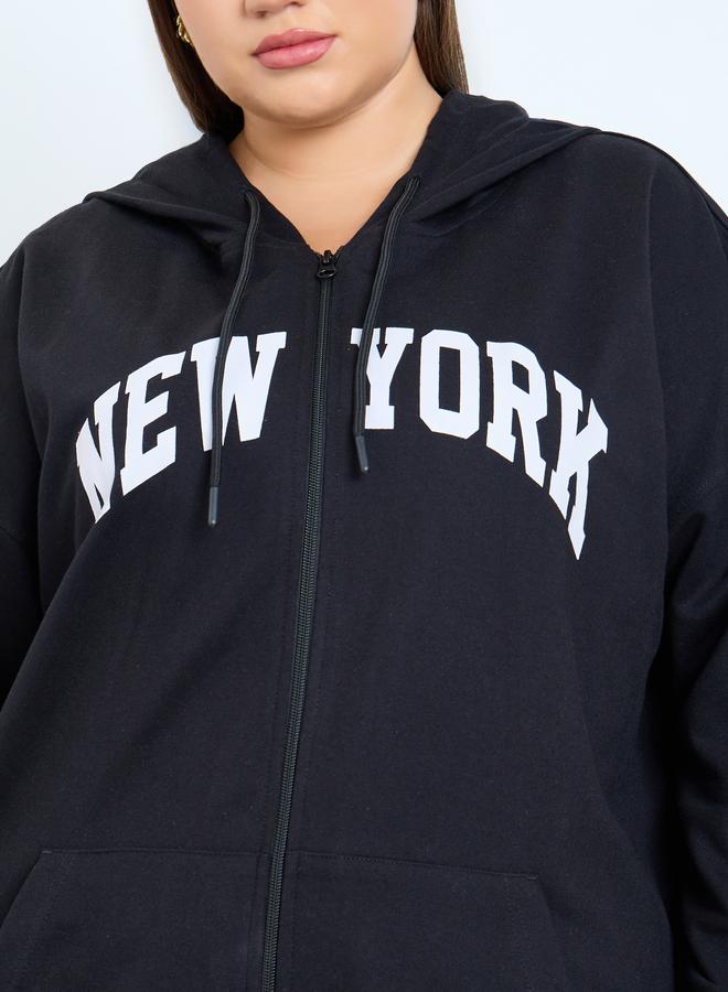 Styli Plus Size Oversized Longline Zip-Up Hoodie - Image 4