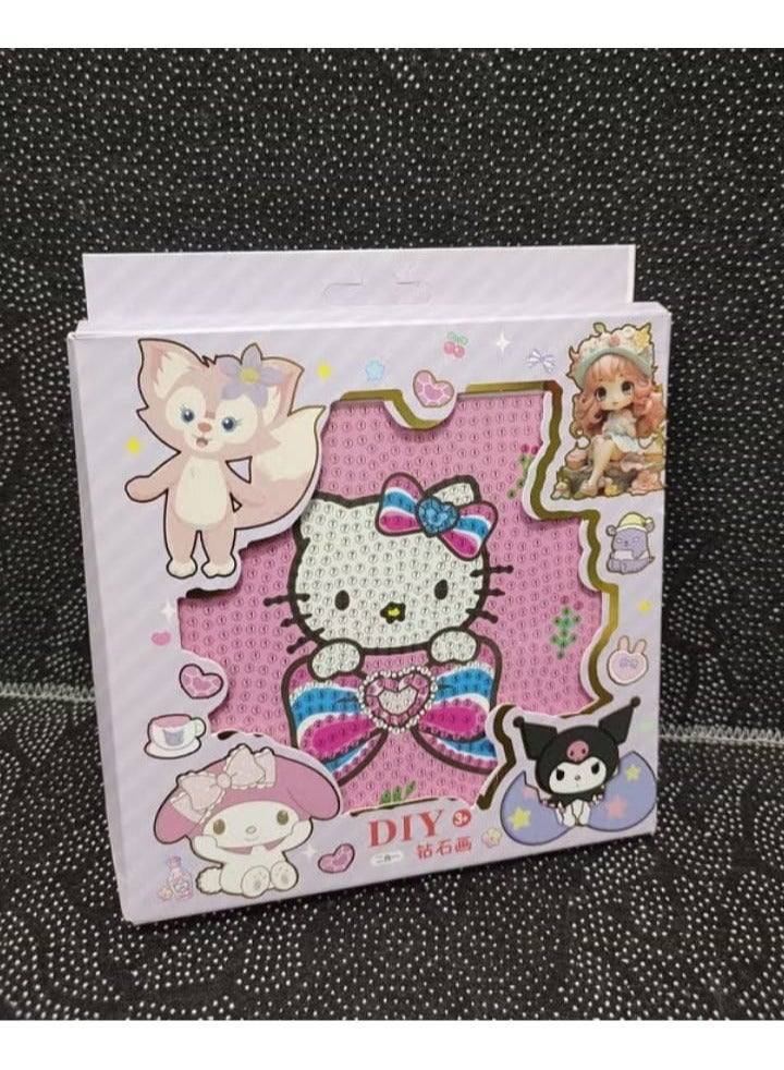 Diamond Painting Kit for Kids Develop Focus Skills and Patience, Improve Visual Coordination With a Frame (Kitty) 