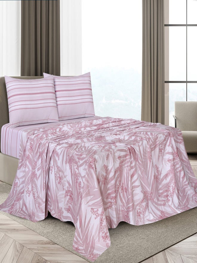CANNON 4-Piece Bedsheet King Set Percale Printed T180 Leaf - Image 1