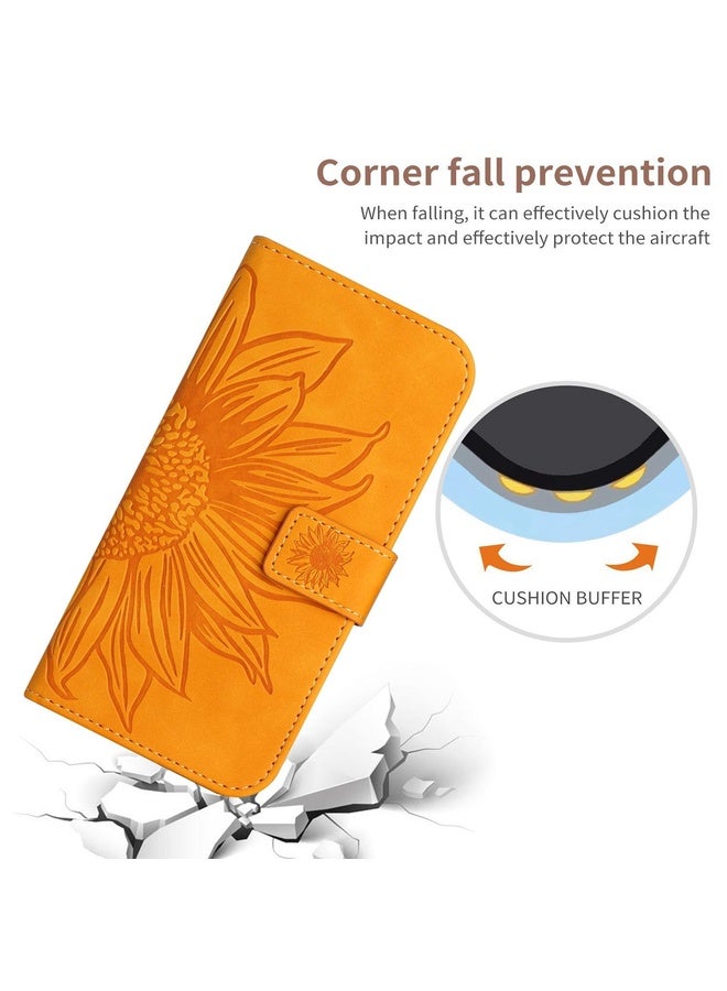 HuHa Case Cover For Motorola Moto G85 5G HT04 Skin Feel Sun Flower Embossed Flip Leather Phone Case with Lanyard(Yellow) - Image 5