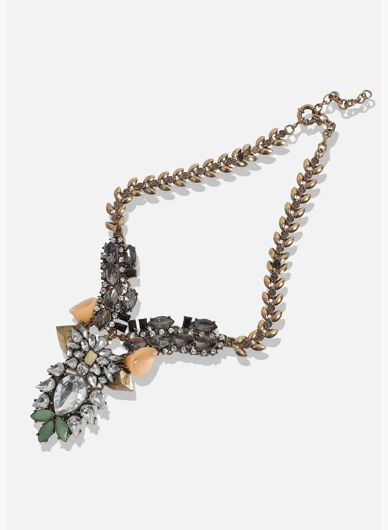 SOHI Gold Plated Designer Stone Party Necklace For Women