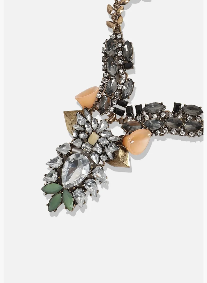 SOHI Gold Plated Designer Stone Party Necklace For Women