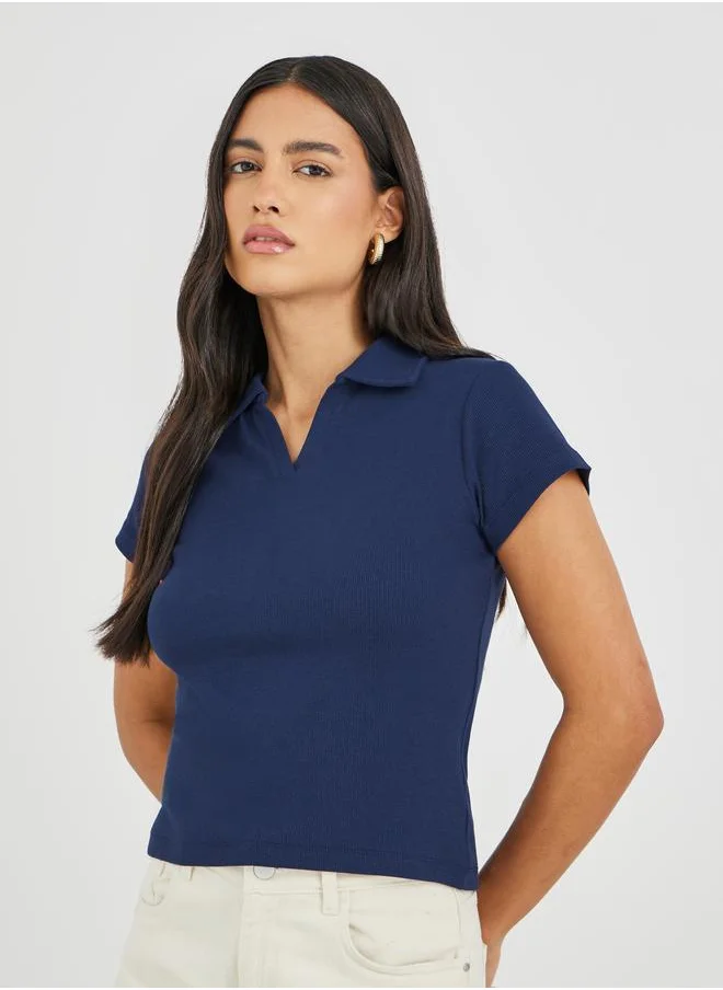 Styli Styli Plain Short Sleeve Regular Fit Polo T-Shirt