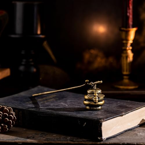AIM & GGKK Vintage Bronze Beehive Candle Snuffer Extinguisher - Long Handle for Safe Flame Out, Decorative Candle Accessory with Bee Design - Image 2