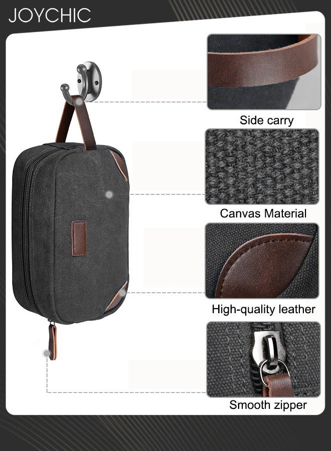 Joychic حقيبة أدوات الزينة الجديدة ذات الطراز السميك للسفر للنساء والرجال، حقيبة تنظيم أدوات الحلاقة والحمام بمقبض، باللون الأسود - Image 2