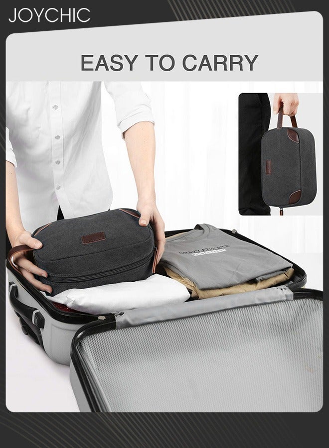 Joychic حقيبة أدوات الزينة الجديدة ذات الطراز السميك للسفر للنساء والرجال، حقيبة تنظيم أدوات الحلاقة والحمام بمقبض، باللون الأسود - Image 3